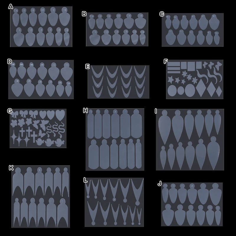 12 Pieces Crystal Nail Molds French Nail Stickers Reusable for Manicure Extension