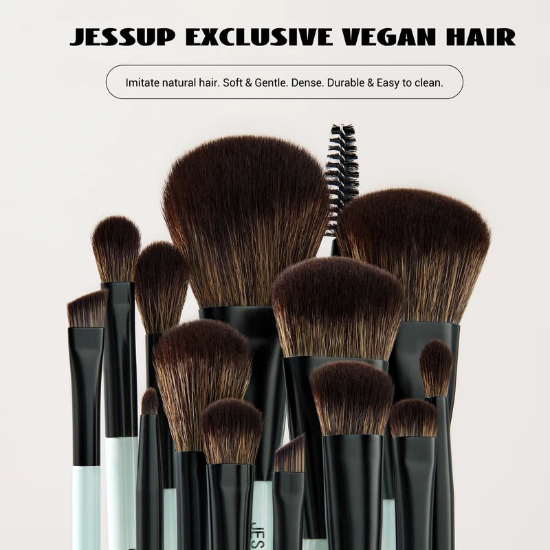 Jessup Makeup Brush Set 2/3/6/10PCS Double Sided Foundation Contour Blush Eyeshadow Cruelty-Free