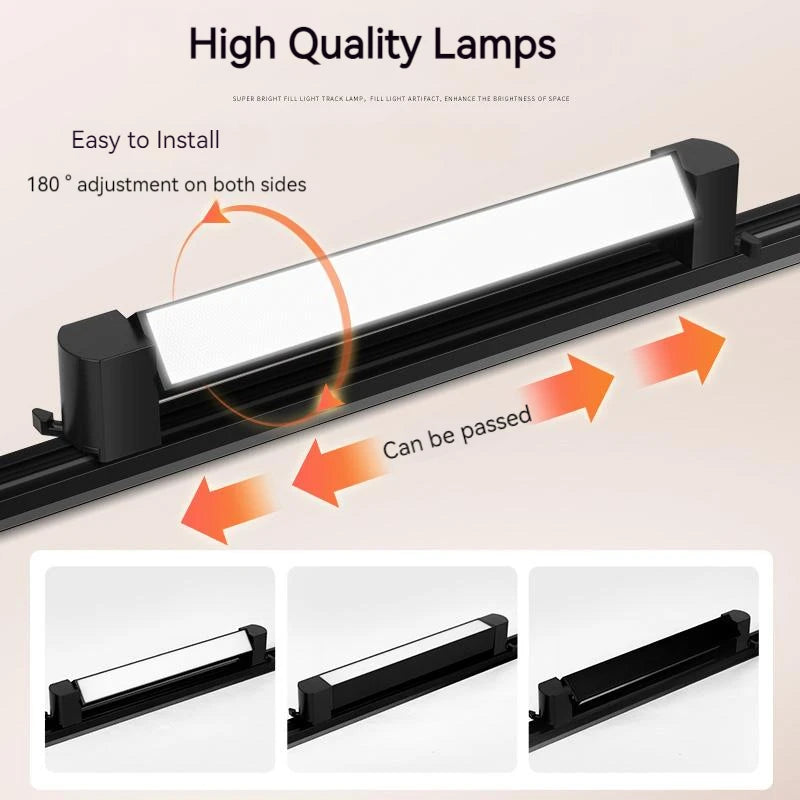Full Set LED Track Lighting Kit with Adjustable Floodlights for Home & Studio