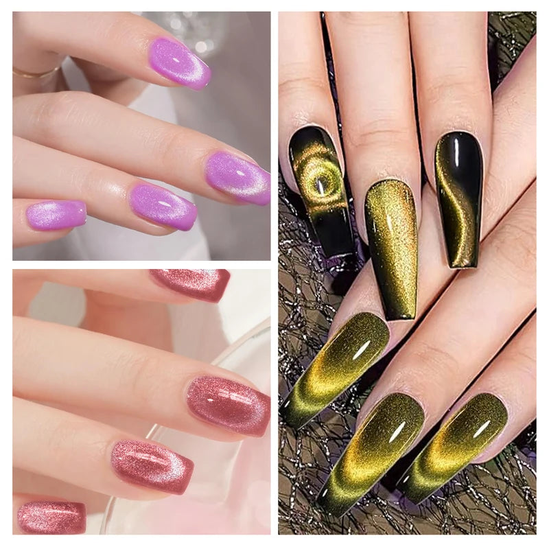 Magnetic Cat's Eye Nail Gel Set - Semi-Permanent UV LED Soak Off Polish