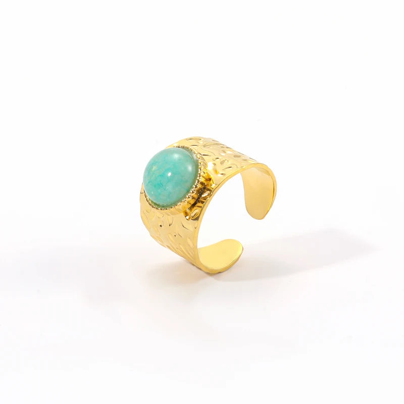 Bohemian Green Turquoise Malachite Ring for Women - Summer Jewelry Gift