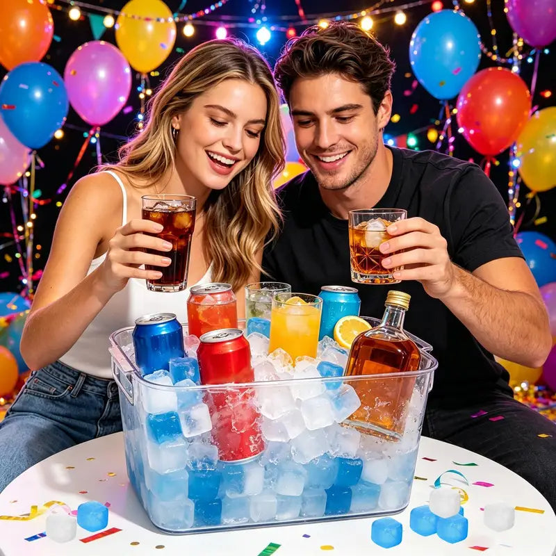Reusable Ice Cubes 100-Piece Set for Drinks and Cooling - Slow Melting
