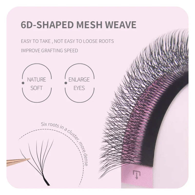 6D W Premade Volume Lash Extensions Natural Soft False Eyelash Fans