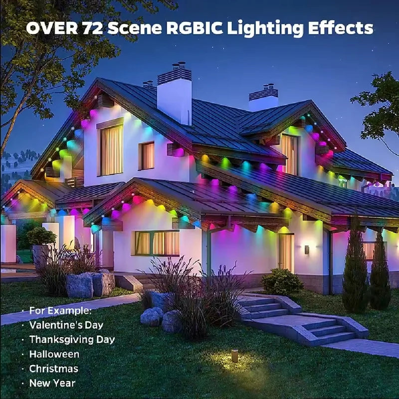 Outdoor Smart Waterproof LED String Lights - App Control, Music Sync, Eaves & Roof Decor