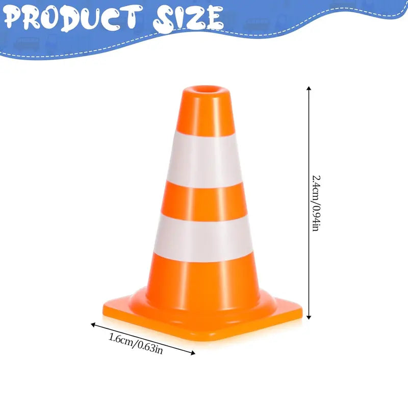 Mini Traffic Cones ABS Plastic Road Safety Props for Scene Layout & Play