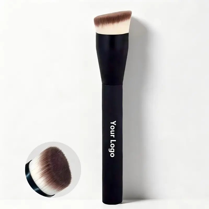 Angled Foundation Makeup Brush Set - Synthetic Liquid & Powder Blending Tools - 10pcs