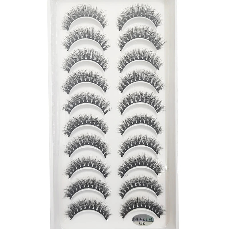 20 Pairs Natural 3D Mink False Lashes Dense Cross & Messy Eye Makeup Extensions