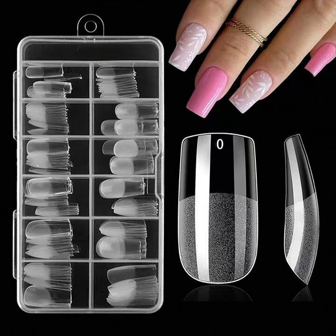 Square Nail Tips 120 Pcs Artificial Full Cover False Nails - 12 Sizes, Easy Application