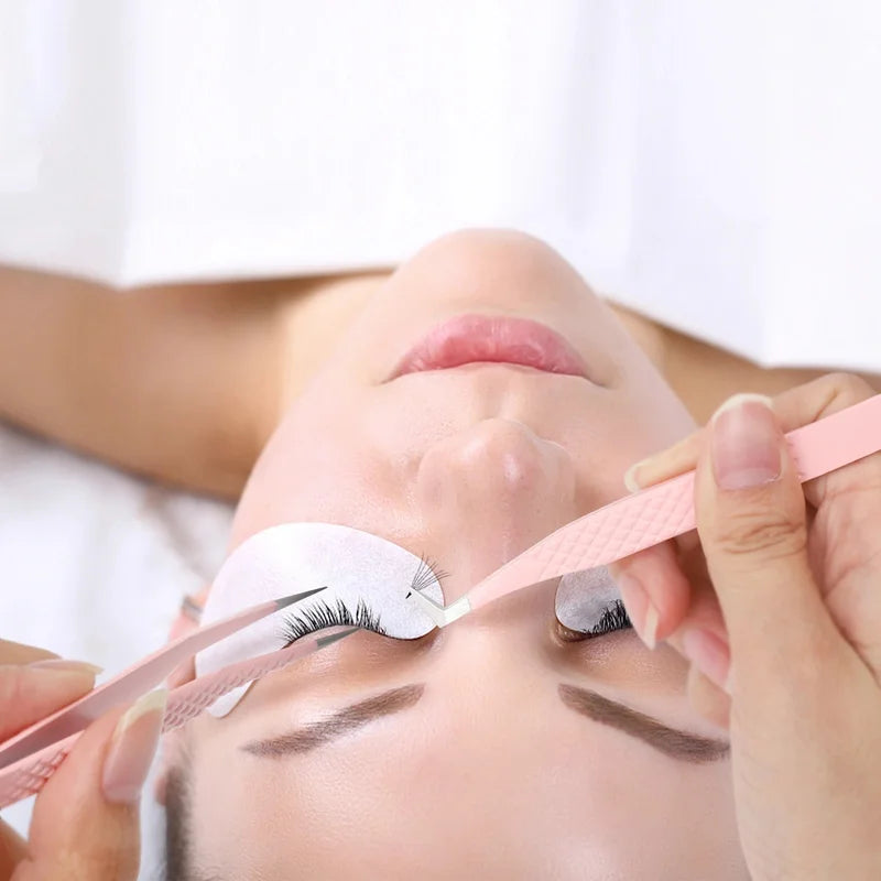 Fiber Tips Eyelash Tweezers - Professional Stainless Steel Makeup Tool