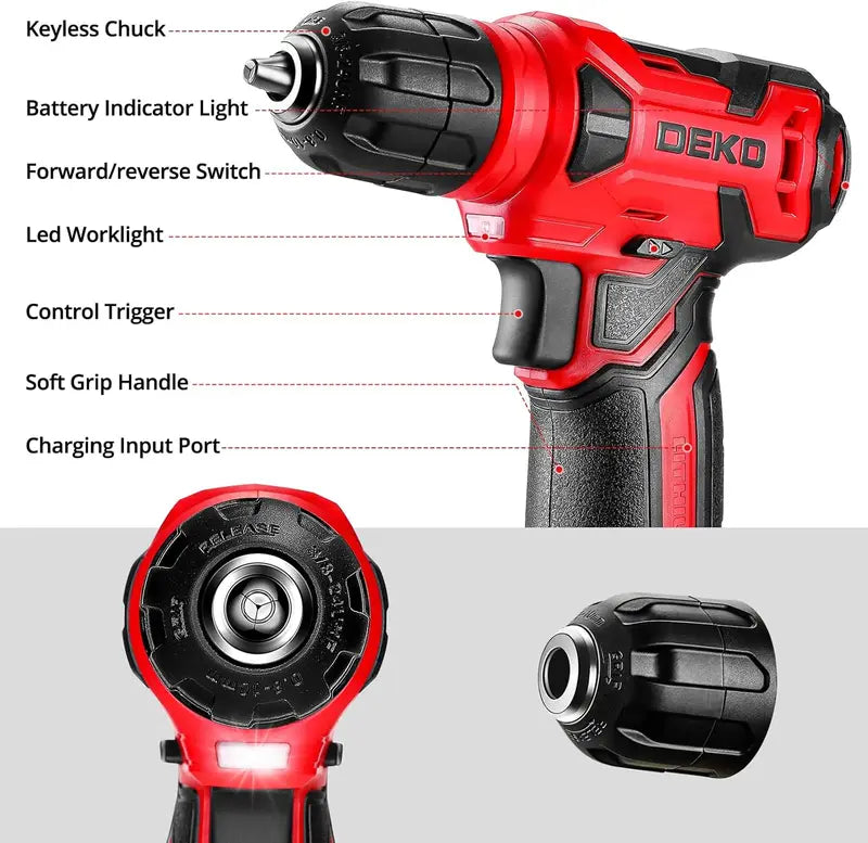 Cordless Drill Set with 126 Pieces - 8V Rechargeable Hand Tool Kit for DIY & Home Repairs