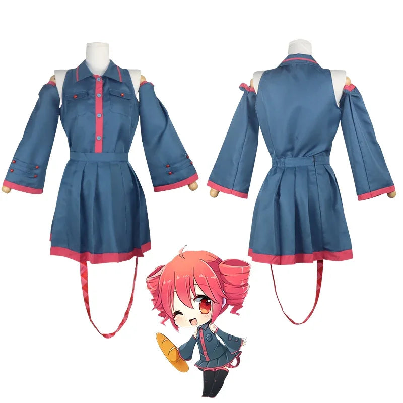 Anime Mikuu Kasane Teto Cosplay Costume Dress for Women & Men Halloween Accessory