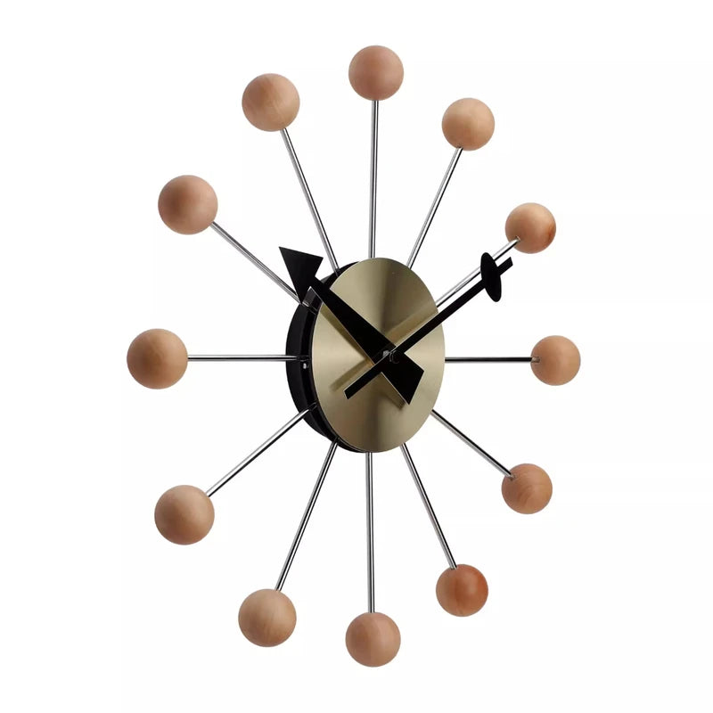 Nordic Style Metal Wooden Wall Clock Modern Design Living Room Bedroom Decor