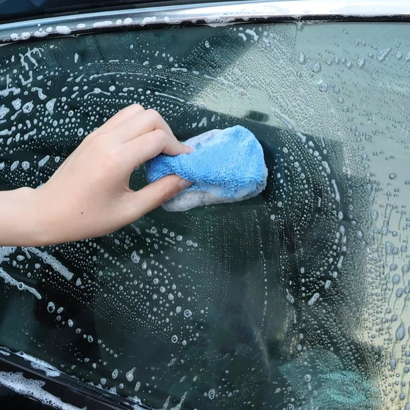 Car Microfiber Applicator Sponges for Waxing Polishing Cleaning - Reusable Soft Fabric Block Set