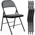 4 Pack Folding Chairs with Padded Leather Seating, Metal Frame, Easy Storage