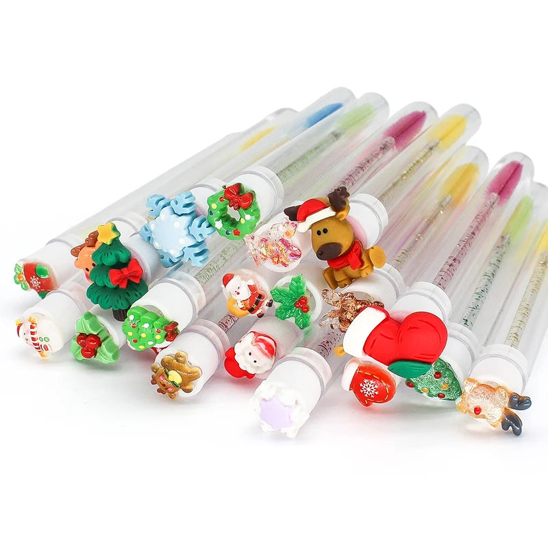 Christmas Reusable Eyelash Brush Tubes with Replaceable Mascara Wands - Dustproof Lash Extension Supplies