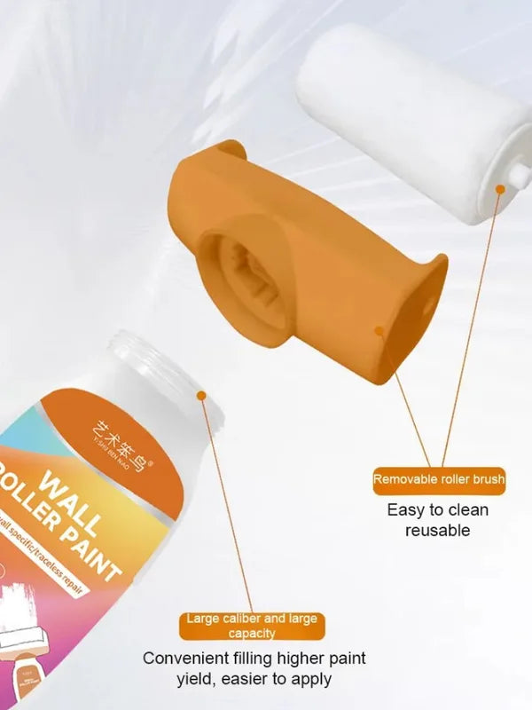 Water-Based Wall Repair Paint Set with Self-Brushing Roller - Interior Latex Wall Patch