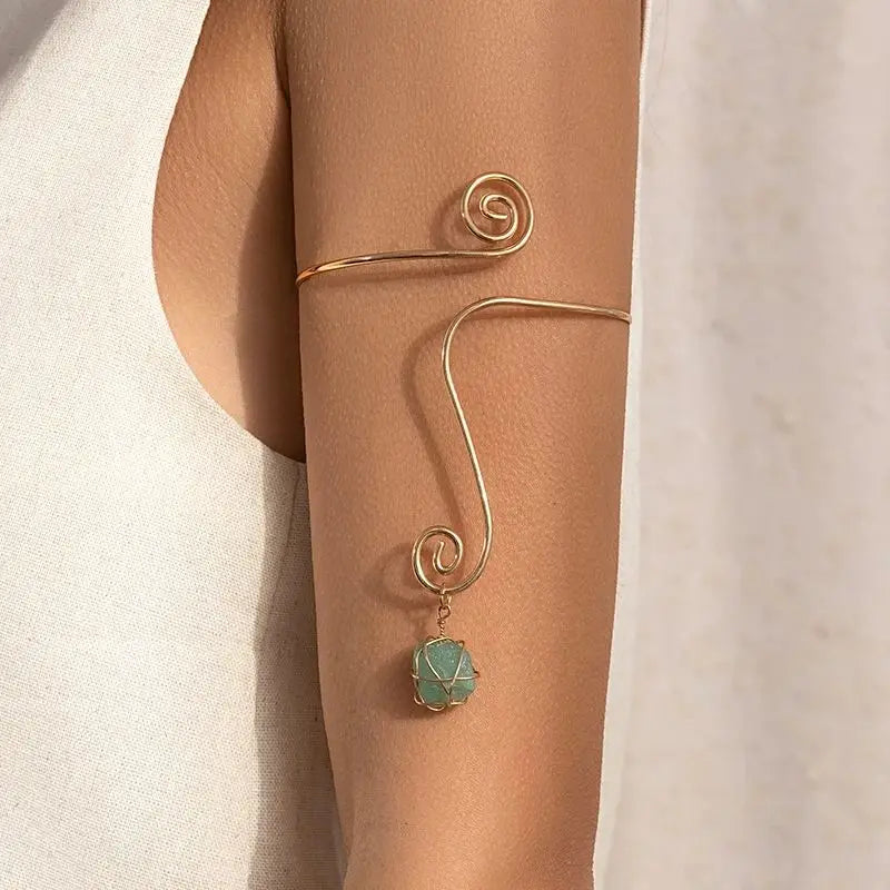 Women's Spiral Open Armlets Geometric Upper Arm Chain Jewelry Vintage Cuff