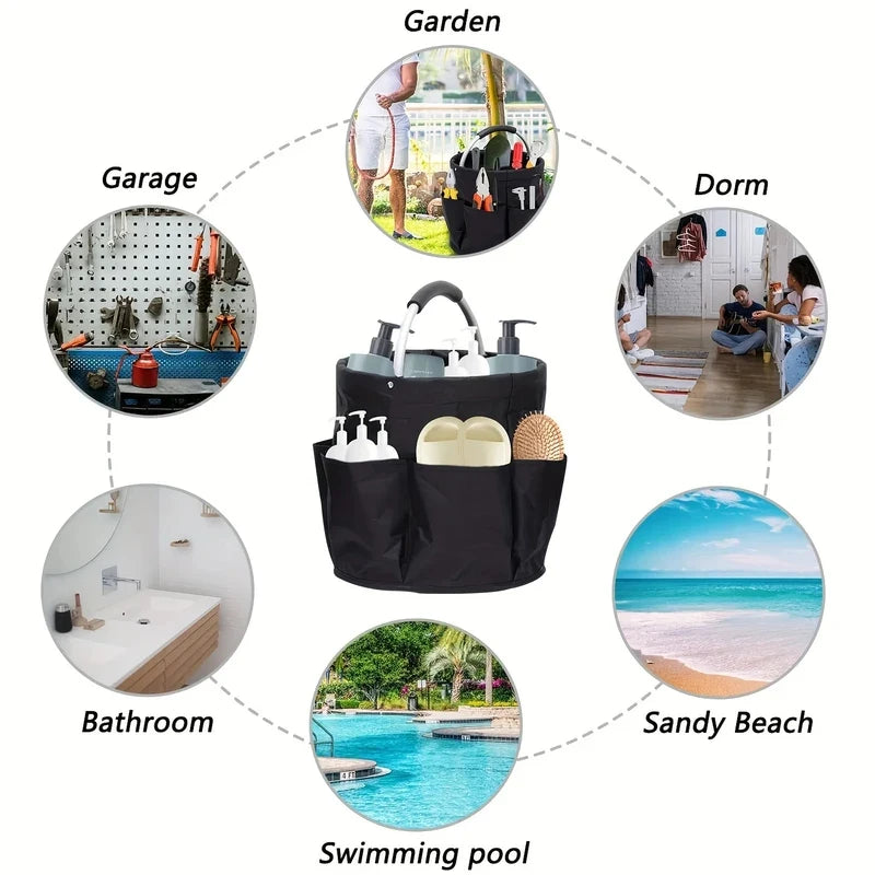 Large Folding Storage Basket with Handle - Picnic, Outdoor & Cleaning Caddy