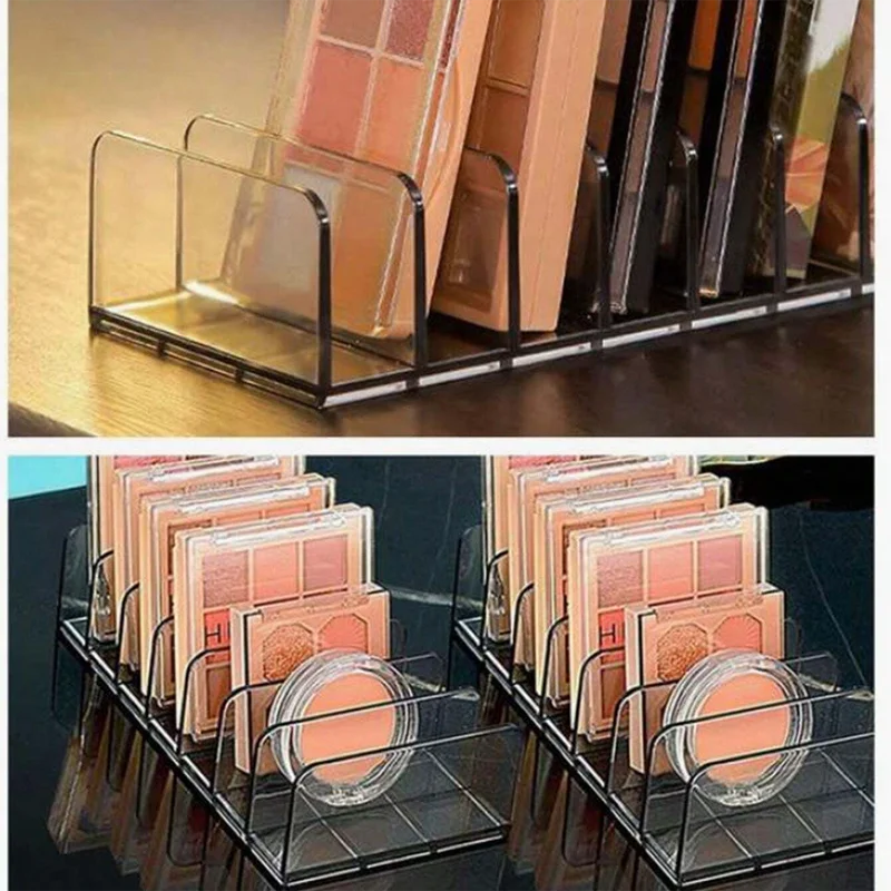 7-Compartment Transparent Makeup Organizer for Eyeshadow and Cosmetics