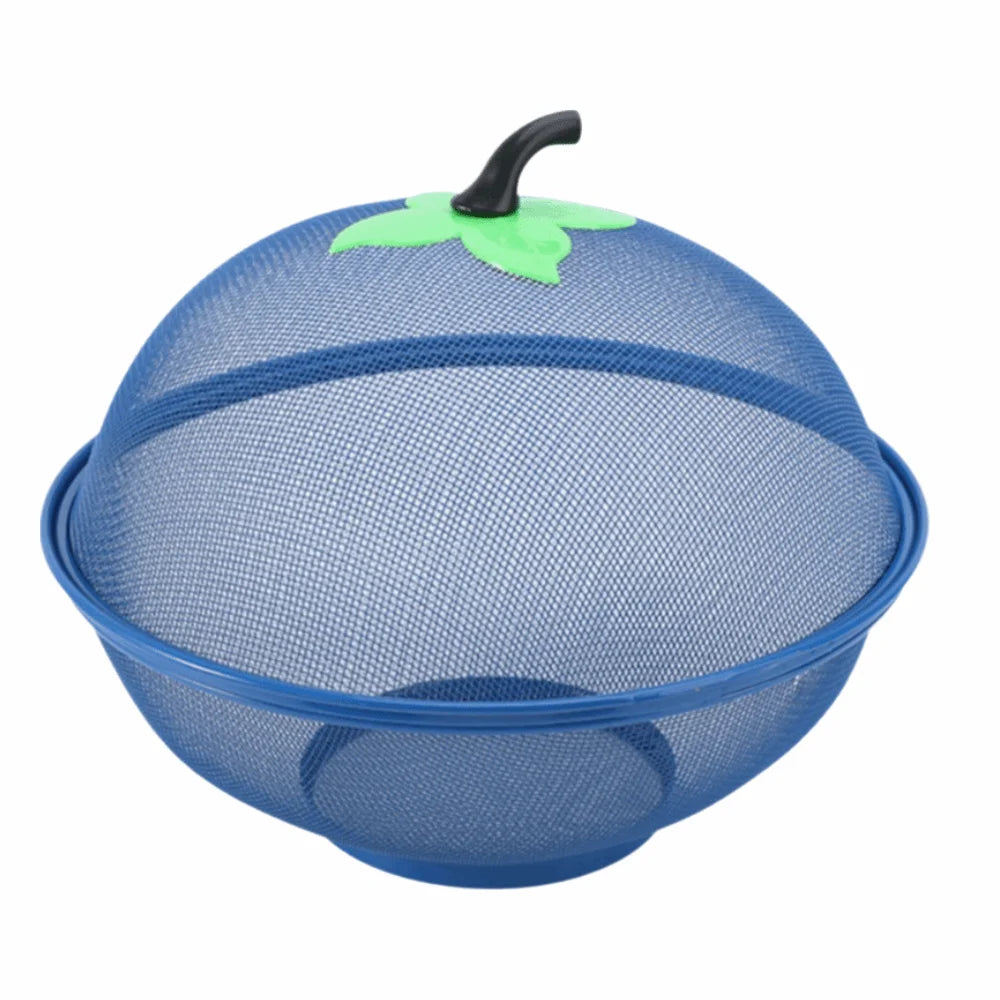 Metal Fruit Basket with Mesh Cover Moisture-Resistant Kitchen Storage Organizer