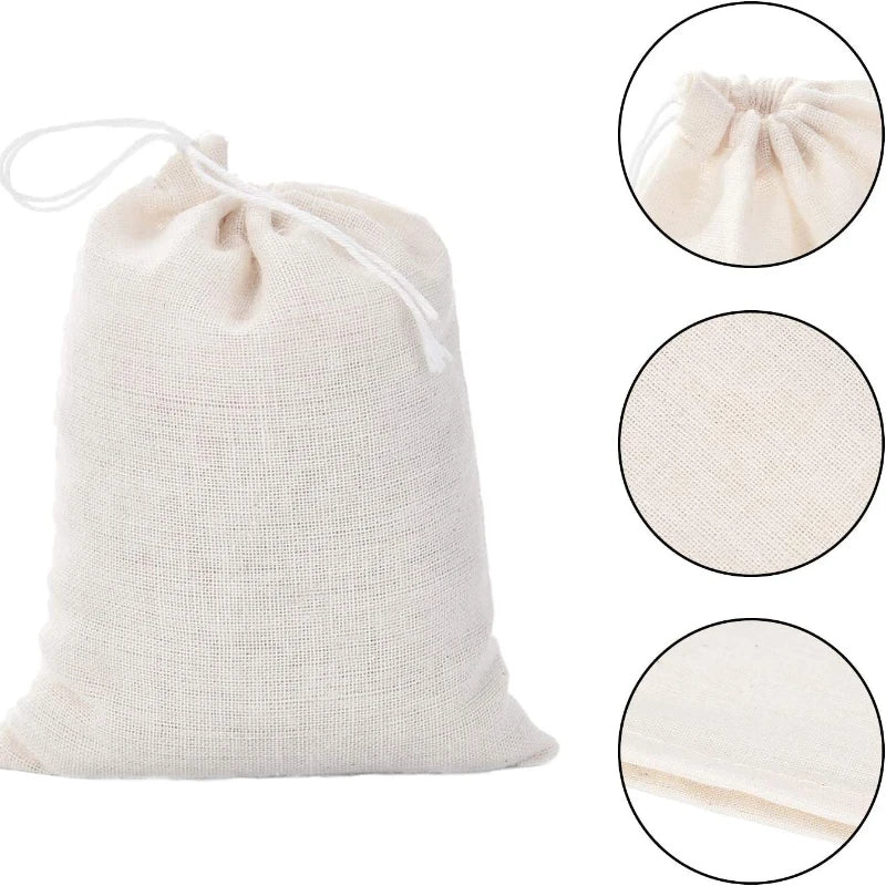 50pcs Cotton Gauze Cloth Filter Bags Food Grade Tea & Spice Strainers
