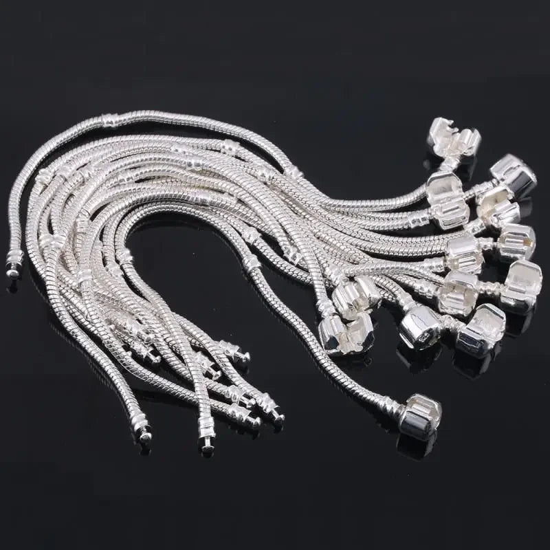 925 Sterling Silver Snake Bone Charm Bracelet for Women & Men - Adjustable Length Jewelry
