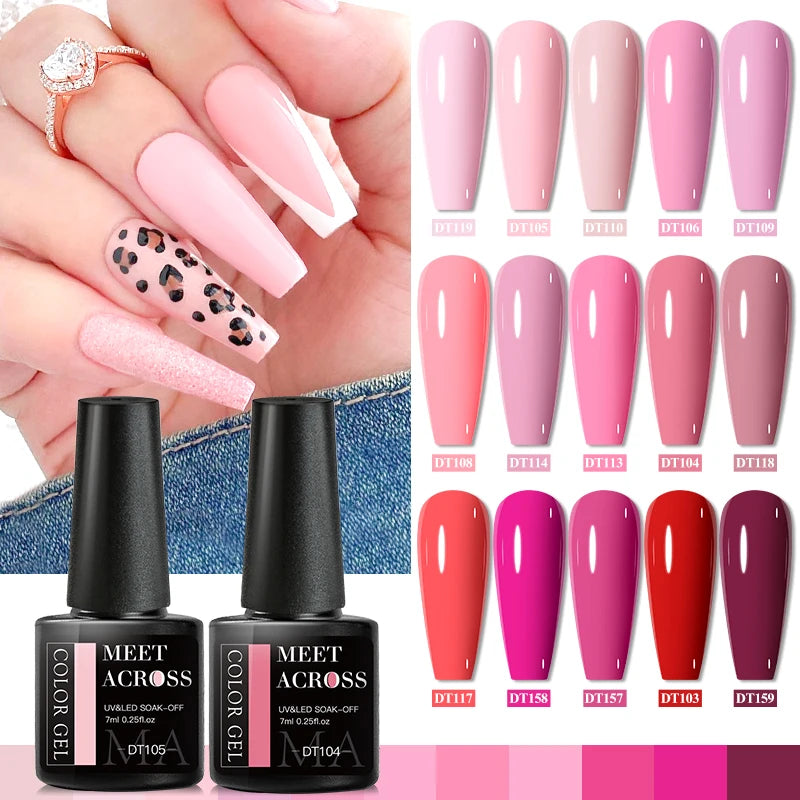 Colorful Gel Nail Polish Set - 7ml Glitter Semi-Permanent Manicure Colors