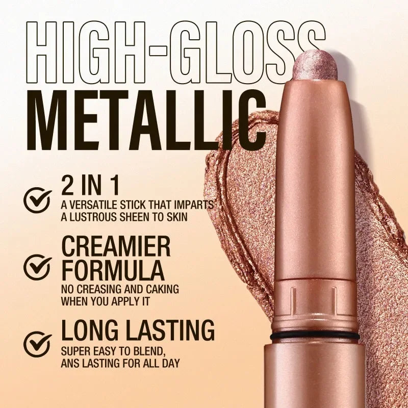 Pearlescent Eye Shadow Pencil Glitter & Highlighter Stick - Long Lasting Shimmer Makeup