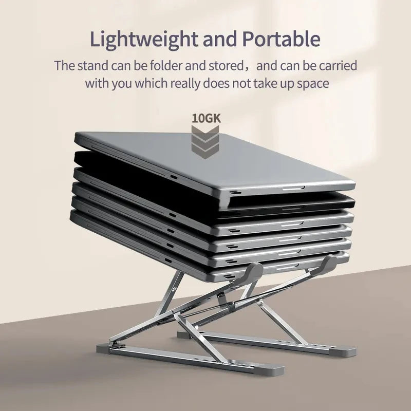 Aluminum Adjustable Laptop Stand - Foldable, Portable Cooling Notebook Holder