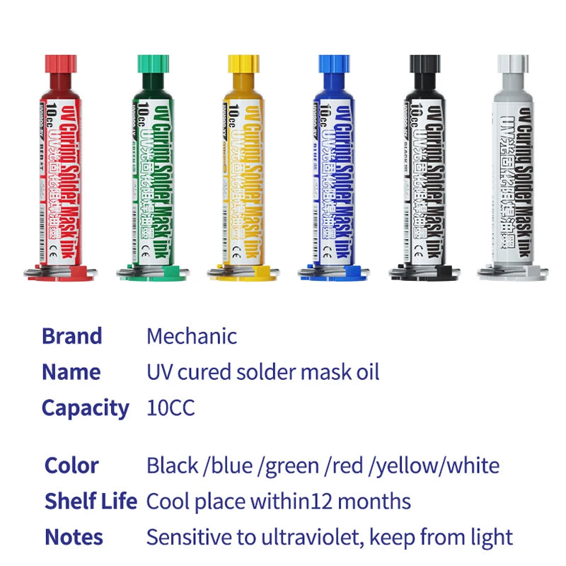 4-in-1 UV Photosensitive Solder Mask Ink for PCB Repair - 6 Colors