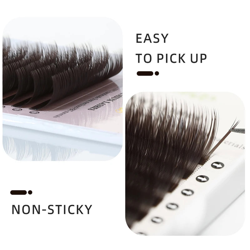 Dark Brown Fake Eyelashes - Natural Wispy Extension Set, Multiple Curl & Length Options