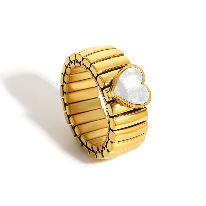 Heart Rings for Women & Men Stainless Steel Jewelry Couple Gift Gold Silver