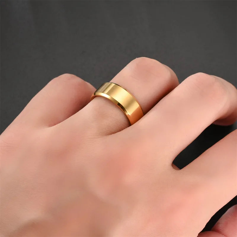 Men's Tungsten Wedding Band - Classic 8mm Stainless Steel Ring for Couples