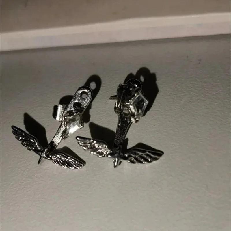 Angel Wings Earrings for Women - Y2K Zircon Rear Hanging Jewelry - Multiple Colors