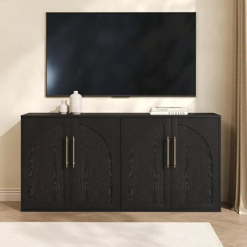 Minimalist Arched Storage Cabinet with Adjustable Shelves - Modern Farmhouse Design