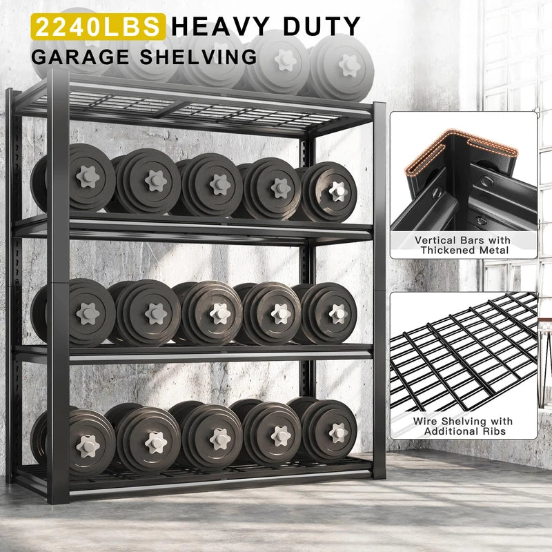 Heavy-Duty 4-Shelf Garage Storage Unit – Supports Up to 2240 lbs, 40x19.5x59.5 Inches