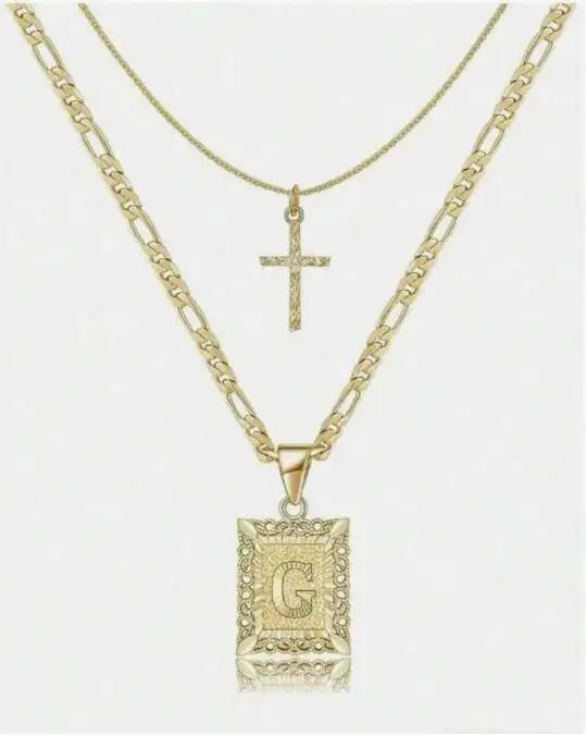 Layered Letter and Cross Necklace for Women Girls - Stylish Pendant Jewelry