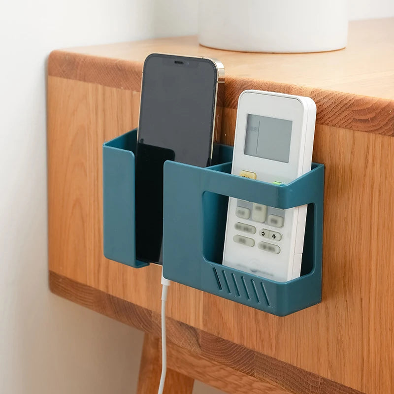 Wall-Mounted Remote Control Storage Box Rack No Punching Space Saver