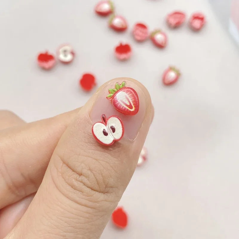 50Pcs Mini Fruit Resin Nail Art Rhinestones for DIY Manicure & Jewelry