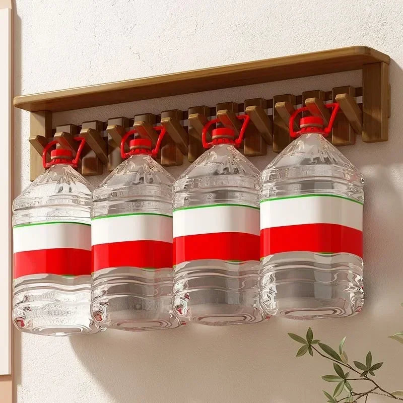Solid Wood Wall Clothes Hanger Rack with Storage Shelf for Living Room Bedroom