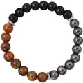 Triple Protection Crystal Bracelet with Tiger Eye, Black Obsidian & Hematite – 8mm Healing Gemstone Stretch Jewelry
