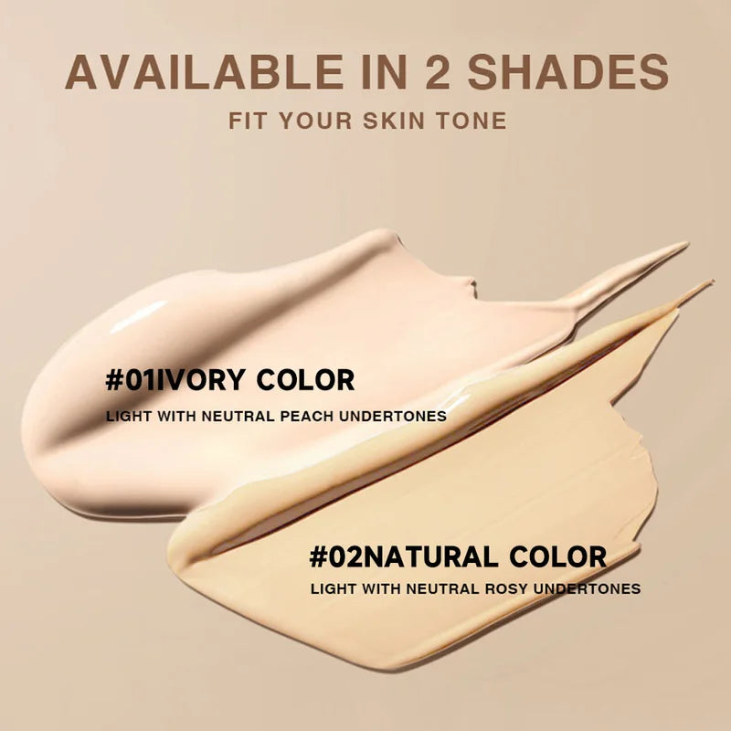 Watery Double-Headed Foundation Stick with Brush - Natural Long-Lasting Face Makeup