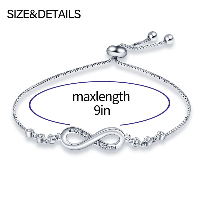 Lucky Symbol Zircon Silver Bracelet for Women - Romantic Valentine's Day Gift