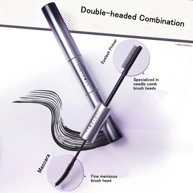Waterproof Volumizing Curling Mascara with Fiber Brush - Clump-Free 2-in-1 Eyelash Enhancer
