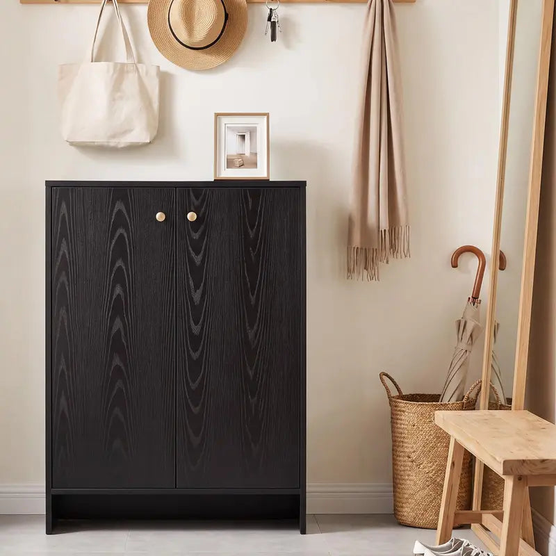 Slim 5-Tier Entryway Shoe Cabinet with Double Doors - Space Saving Storage