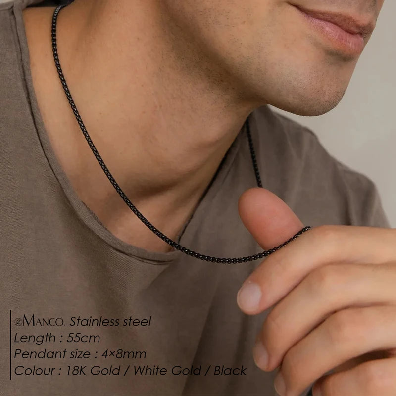Minimalist Stainless Steel Necklace Box Chain Men & Women Jewelry