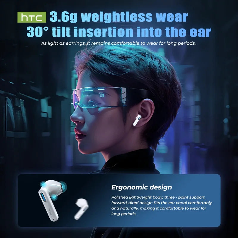 Wireless Bluetooth Earphones V6.0 Noise Reduction TWS Sports Headphones with Mic