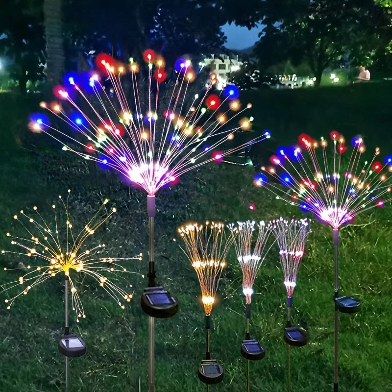 Solar Fireworks String Lights Outdoor Holiday Garden Patio Decorations