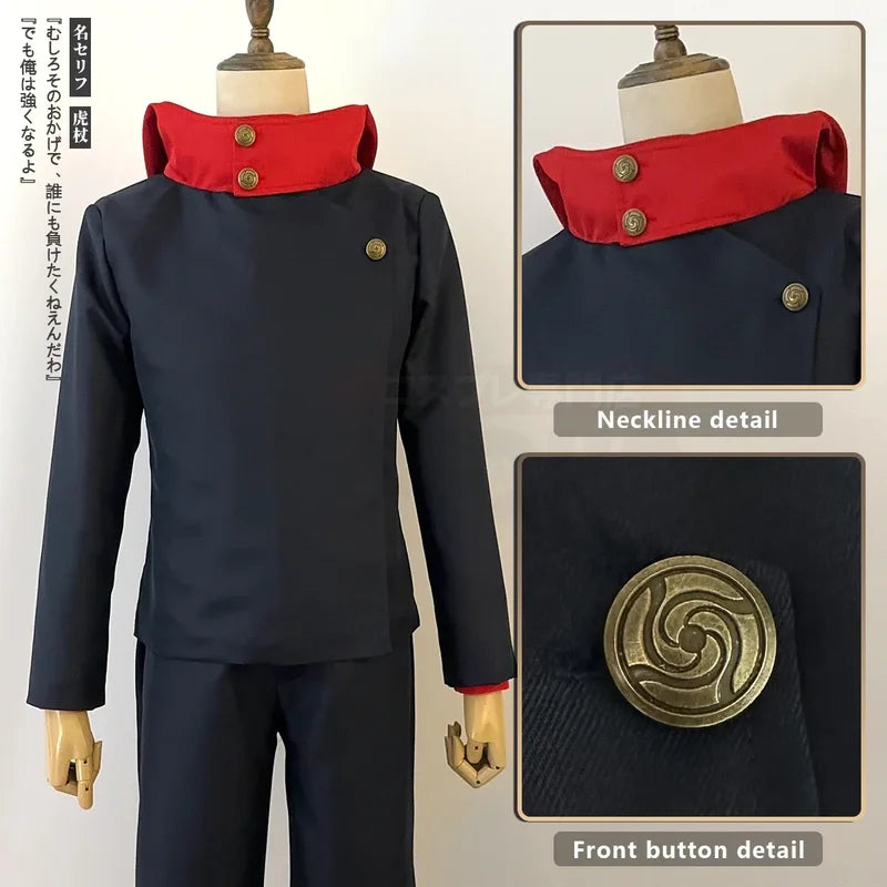 Anime Cosplay Costume Itadori Yuji Uniform Set with Wig and Accessories