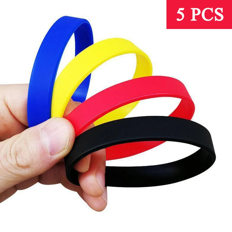 Set of 5 Silicone Sport Bracelets - Fashion Wristbands for Kids & Adults